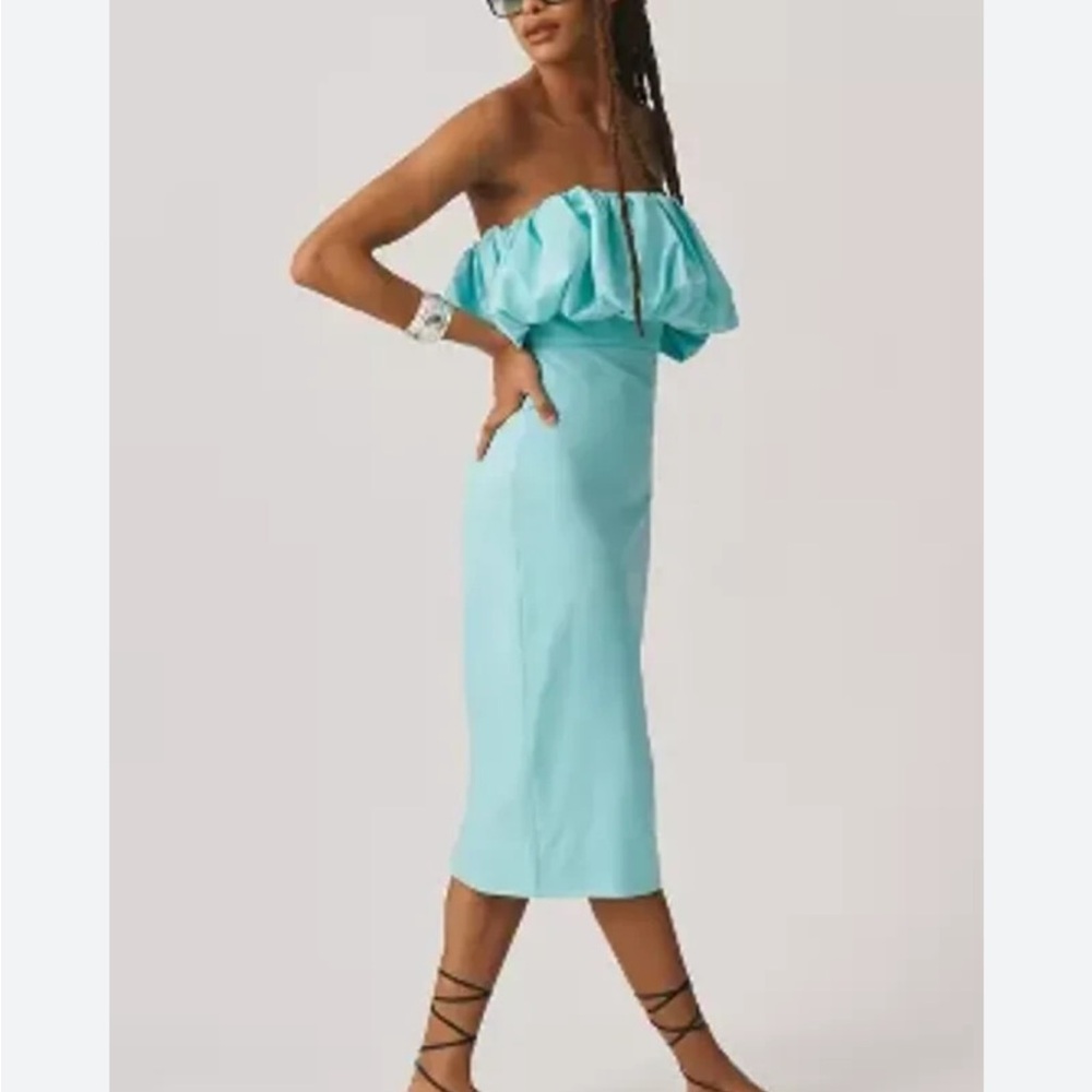 Anthropologie Let Me Be Blue Aqua Bubble Dress Size XS